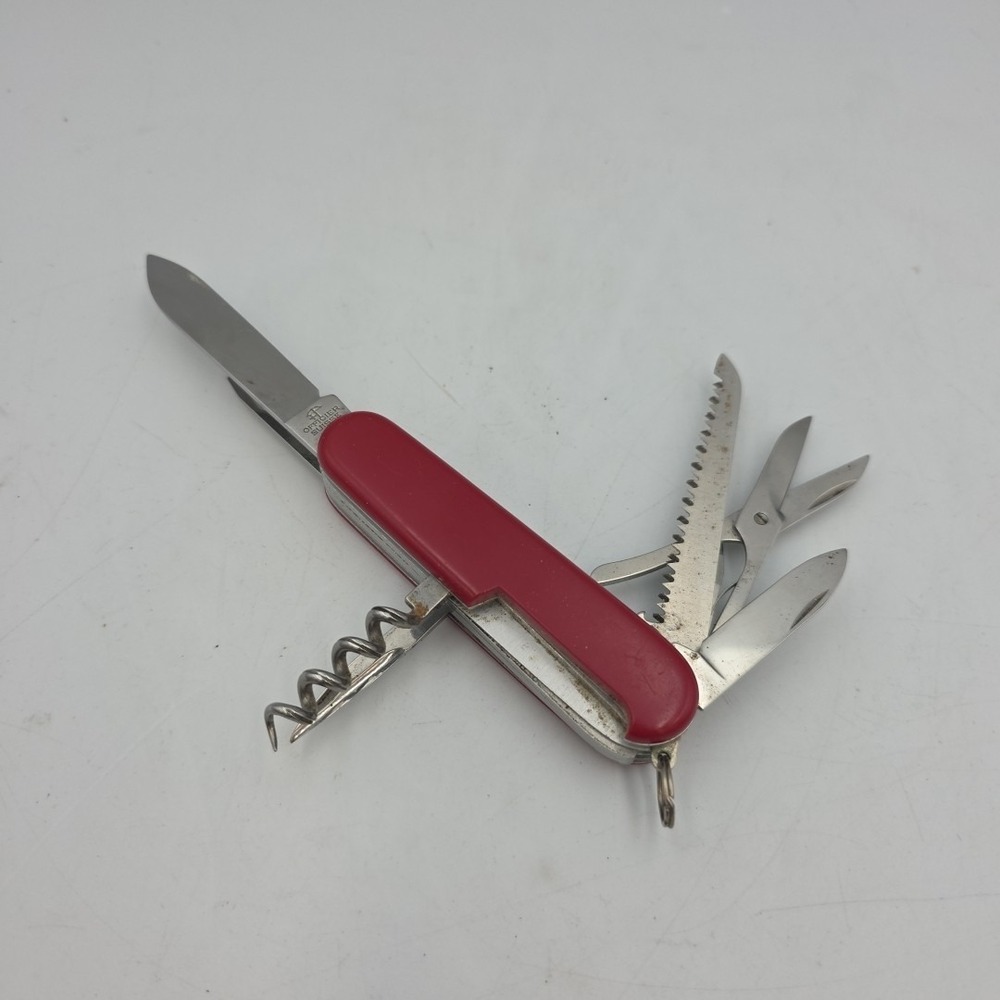 Vntg. Swiss Army Original Knife Red Officer Suisse Victorinox With Cork Screw